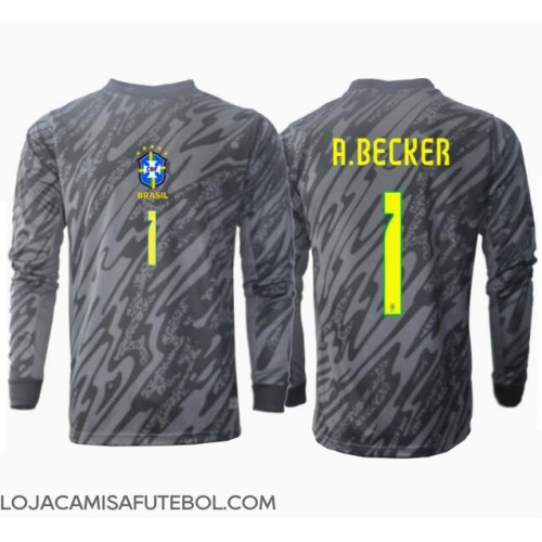 Camisa de Futebol Brasil Alisson Becker #1 Goleiro Equipamento Secundário Copa America 2024 Manga Comprida